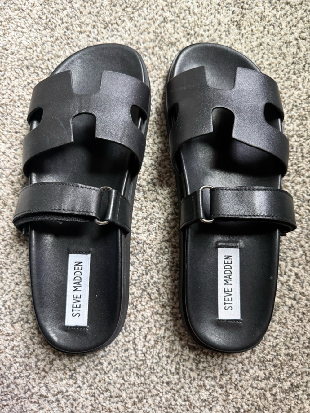 Steve Madden Black Dual-Strap Slide Sandals (like new!)